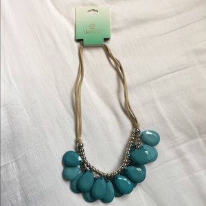 NWT Decree turquoise and suede beaded necklace